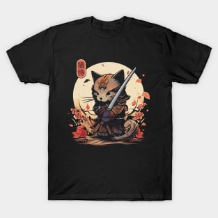 Samurai Cat Tattoo, Kawaii Ninja Cat T-Shirt